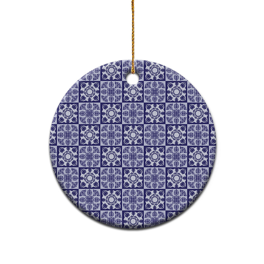 Polu Palaka Quilt Hawaii Ceramic Ornament Hawaiian Tropical Monstera Sea Turtle