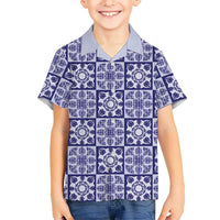 Polu Palaka Quilt Hawaii Family Matching Puletasi and Hawaiian Shirt Hawaiian Tropical Monstera Sea Turtle LT14 Son's Shirt Blue - Polynesian Pride