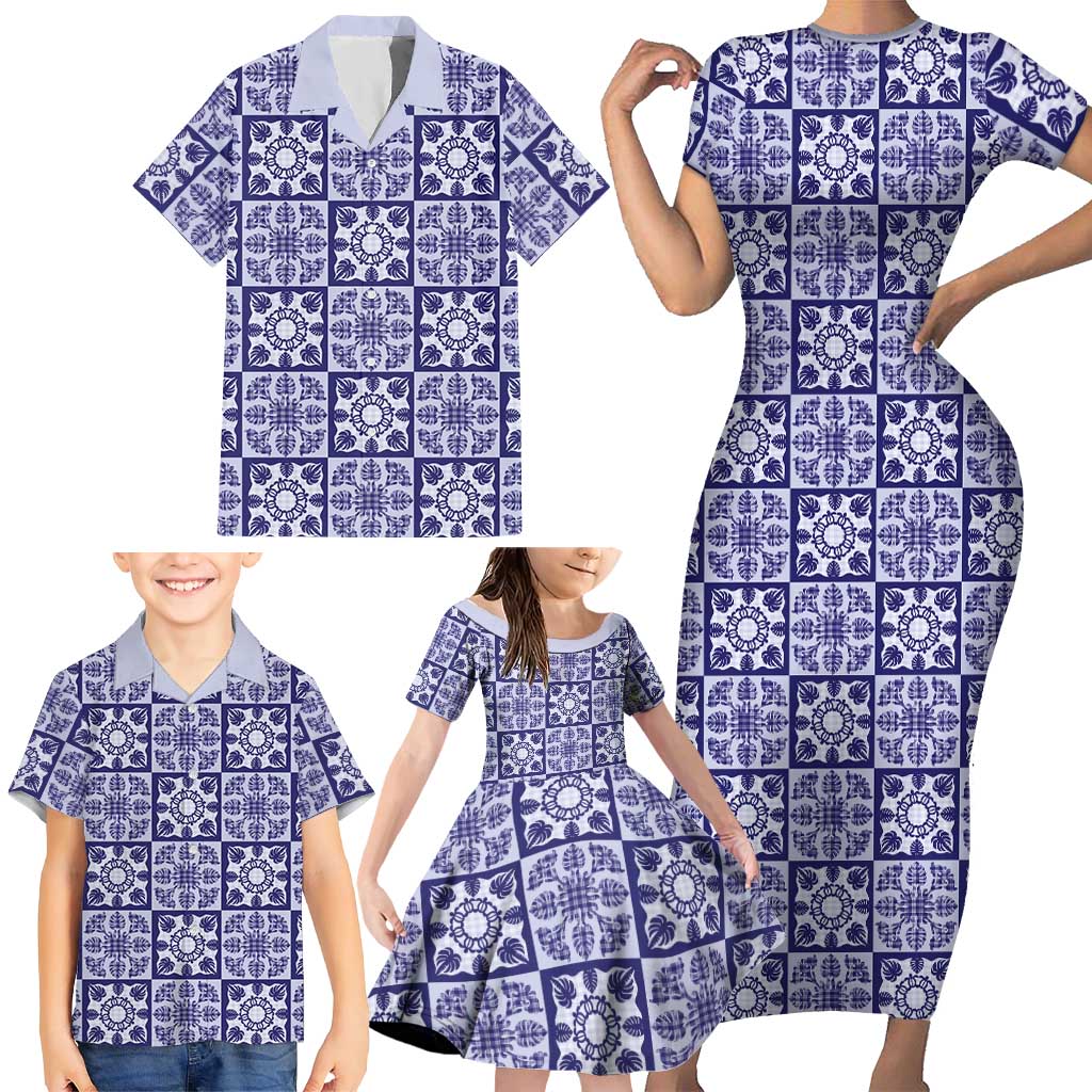 Polu Palaka Quilt Hawaii Family Matching Short Sleeve Bodycon Dress and Hawaiian Shirt Hawaiian Tropical Monstera Sea Turtle LT14 - Polynesian Pride