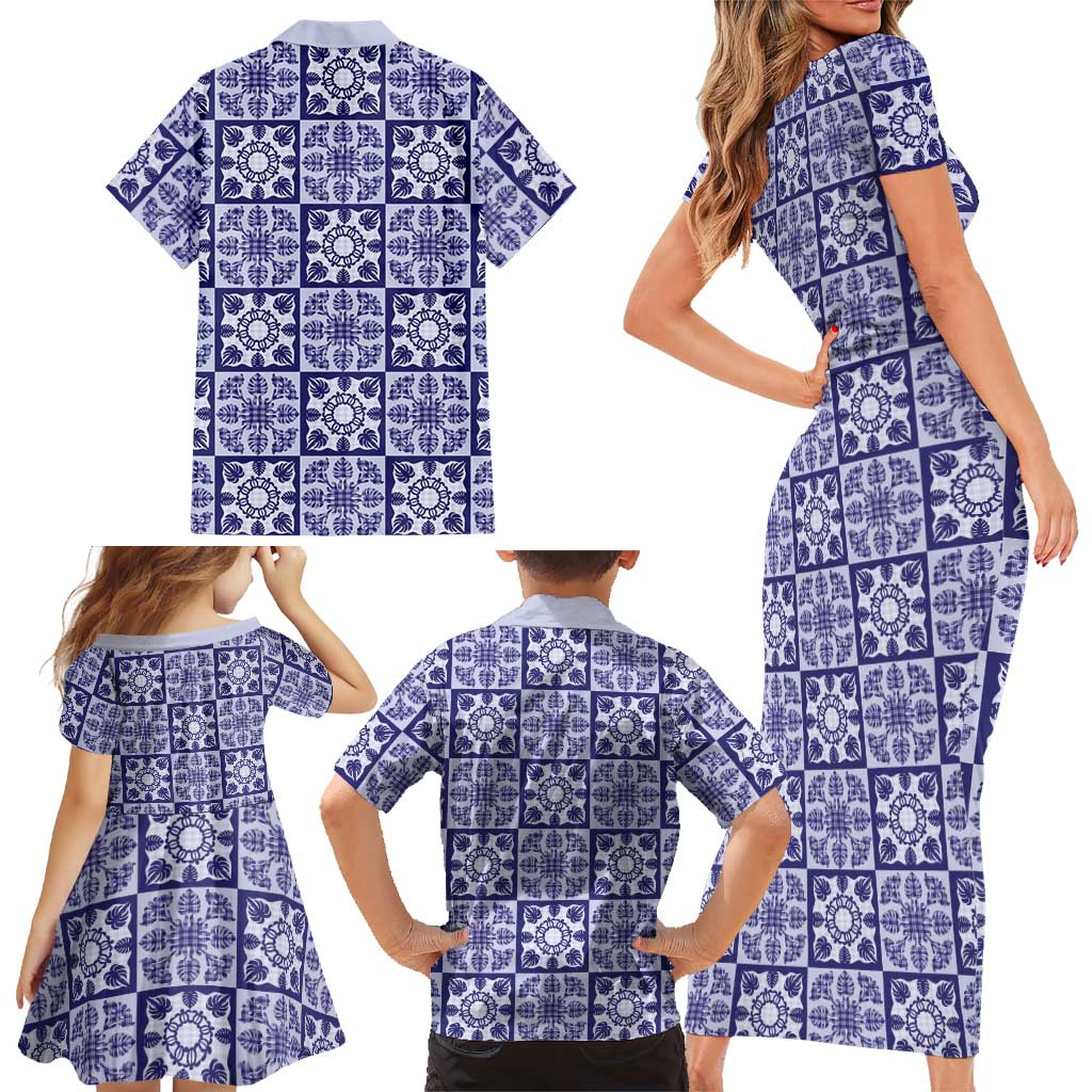 Polu Palaka Quilt Hawaii Family Matching Short Sleeve Bodycon Dress and Hawaiian Shirt Hawaiian Tropical Monstera Sea Turtle LT14 - Polynesian Pride