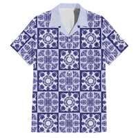 Polu Palaka Quilt Hawaii Family Matching Summer Maxi Dress and Hawaiian Shirt Hawaiian Tropical Monstera Sea Turtle LT14 Dad's Shirt - Short Sleeve Blue - Polynesian Pride