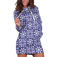 Polu Palaka Quilt Hawaii Hoodie Dress Hawaiian Tropical Monstera Sea Turtle