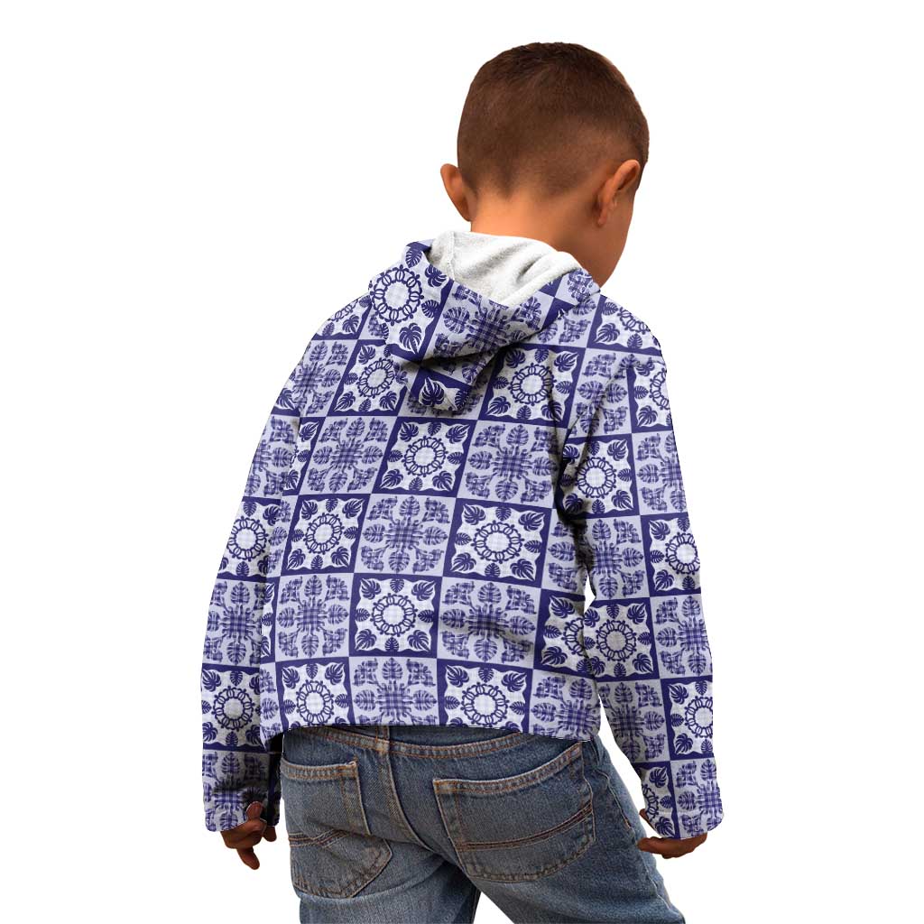 Polu Palaka Quilt Hawaii Kid Hoodie Hawaiian Tropical Monstera Sea Turtle