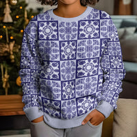 Polu Palaka Quilt Hawaii Kid Ugly Christmas Sweater Hawaiian Tropical Monstera Sea Turtle