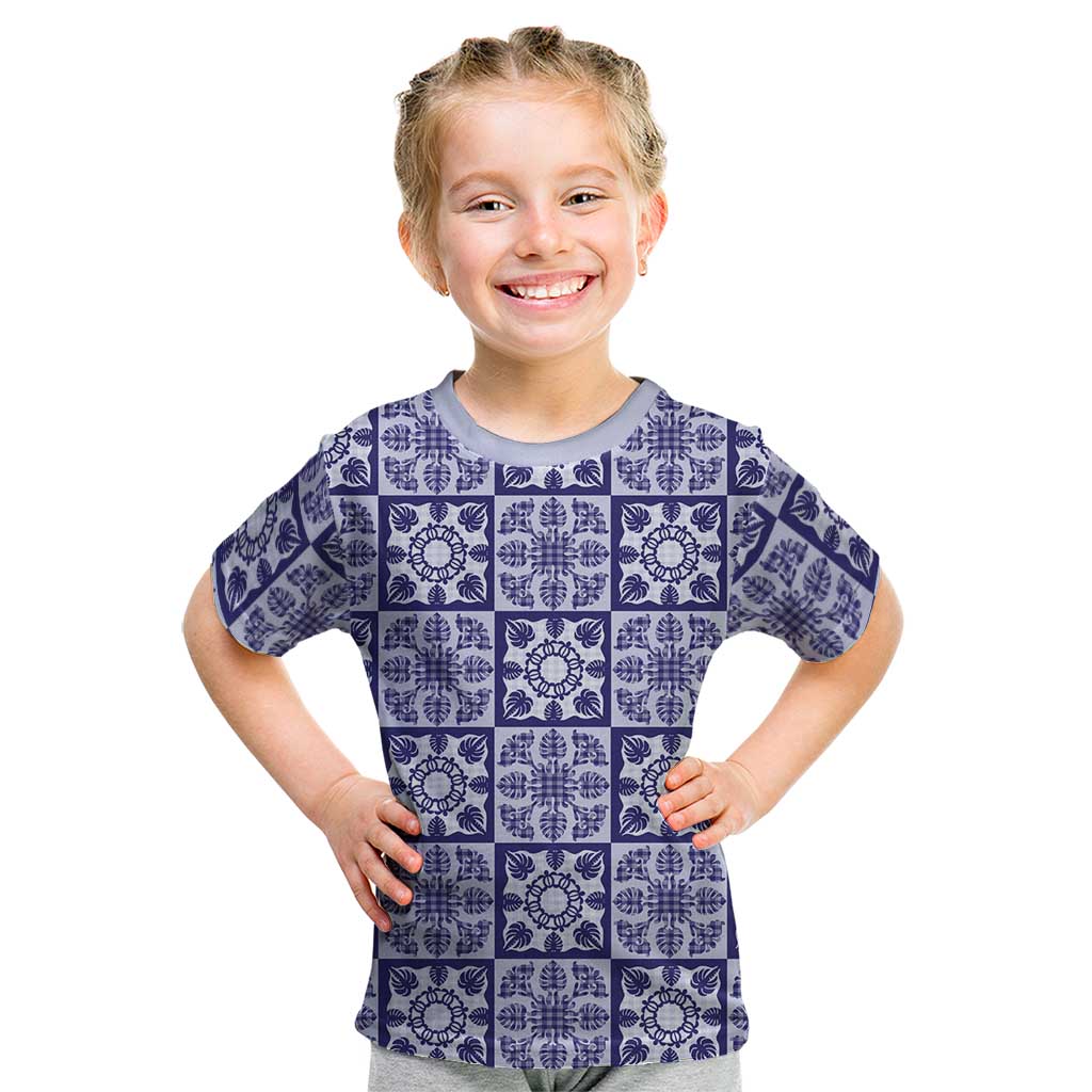 Polu Palaka Quilt Hawaii Kid T Shirt Hawaiian Tropical Monstera Sea Turtle