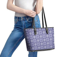 Polu Palaka Quilt Hawaii Leather Tote Bag Hawaiian Tropical Monstera Sea Turtle