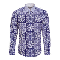 Polu Palaka Quilt Hawaii Long Sleeve Button Shirt Hawaiian Tropical Monstera Sea Turtle