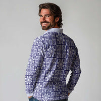 Polu Palaka Quilt Hawaii Long Sleeve Polo Shirt Hawaiian Tropical Monstera Sea Turtle