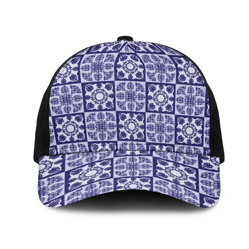 Polu Palaka Quilt Hawaii Mesh Trucker Cap Hawaiian Tropical Monstera Sea Turtle