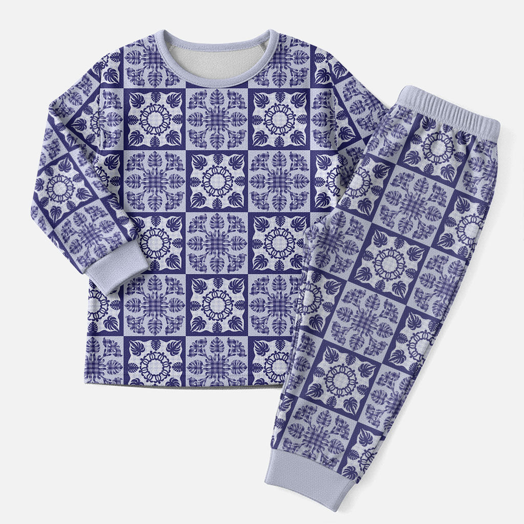 Polu Palaka Quilt Hawaii Christmas Pajama Set Hawaiian Tropical Monstera Sea Turtle