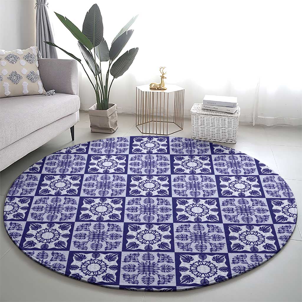 Polu Palaka Quilt Hawaii Round Carpet Hawaiian Tropical Monstera Sea Turtle