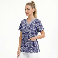 Polu Palaka Quilt Hawaii Scrub Top Hawaiian Tropical Monstera Sea Turtle
