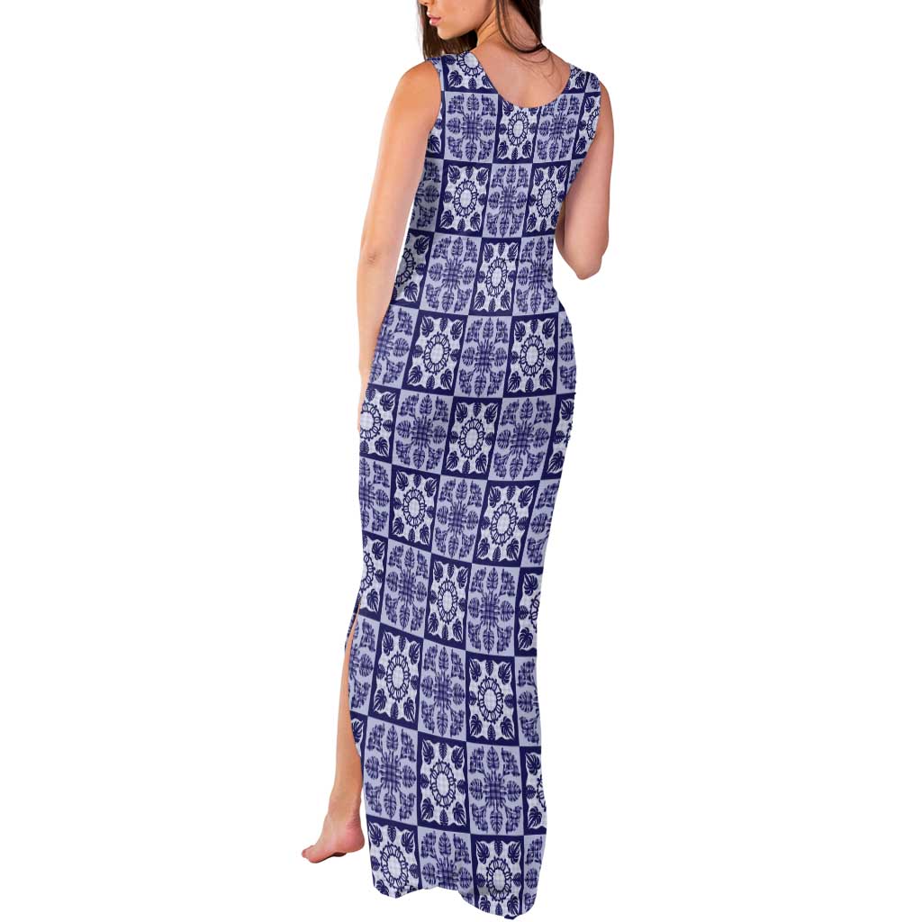 Polu Palaka Quilt Hawaii Tank Maxi Dress Hawaiian Tropical Monstera Sea Turtle