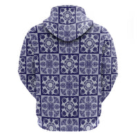 Polu Palaka Quilt Hawaii Zip Hoodie Hawaiian Tropical Monstera Sea Turtle