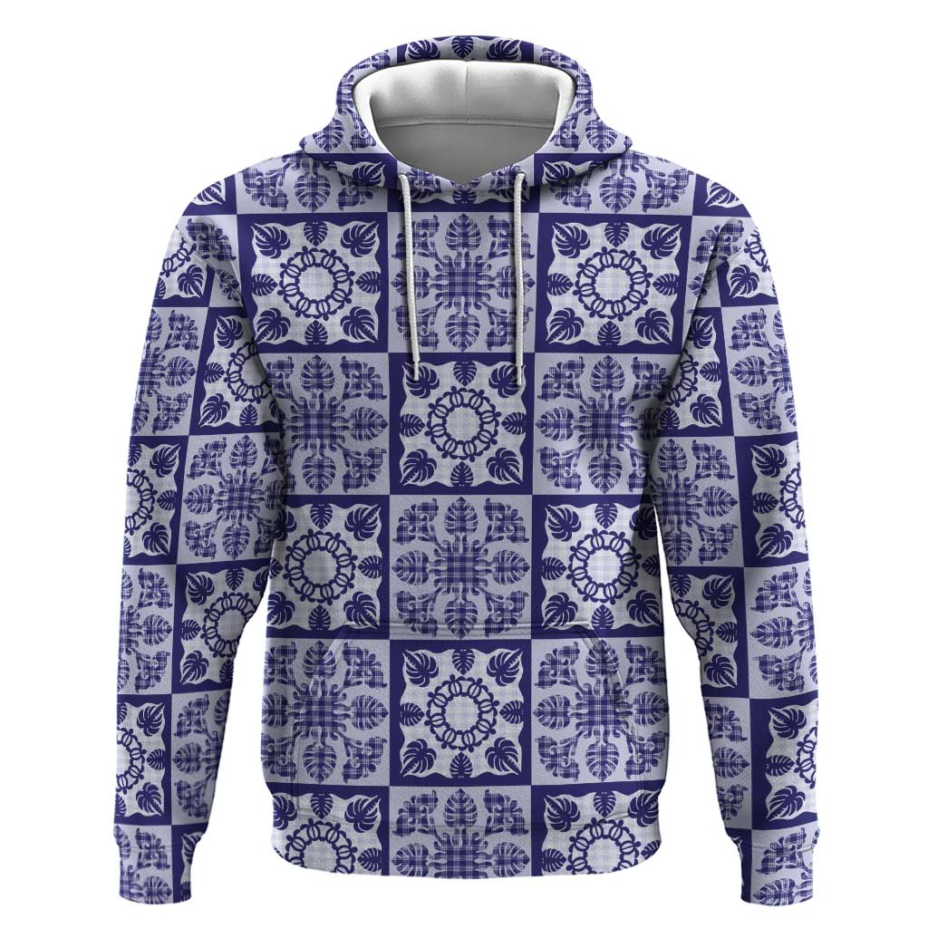 Polu Palaka Quilt Hawaii Zip Hoodie Hawaiian Tropical Monstera Sea Turtle