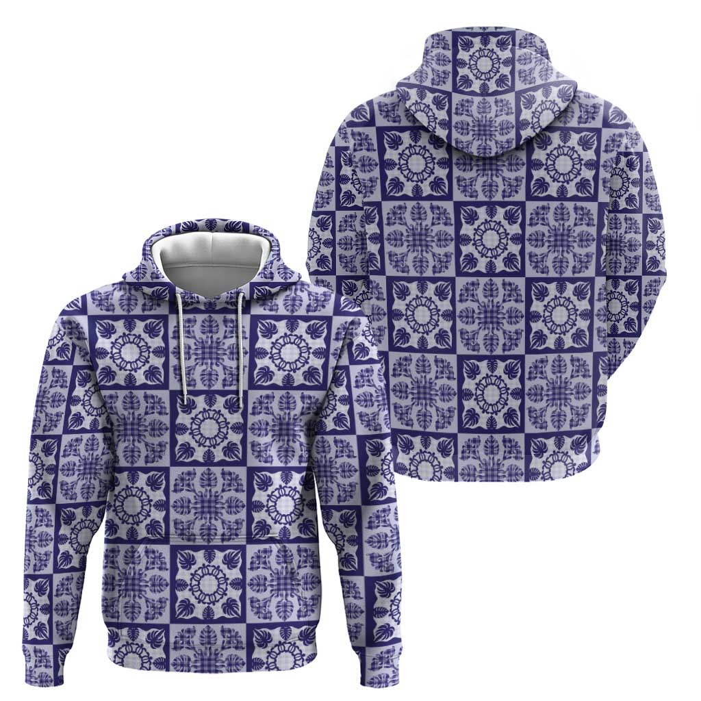 Polu Palaka Quilt Hawaii Zip Hoodie Hawaiian Tropical Monstera Sea Turtle