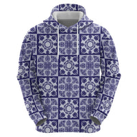 Polu Palaka Quilt Hawaii Zip Hoodie Hawaiian Tropical Monstera Sea Turtle