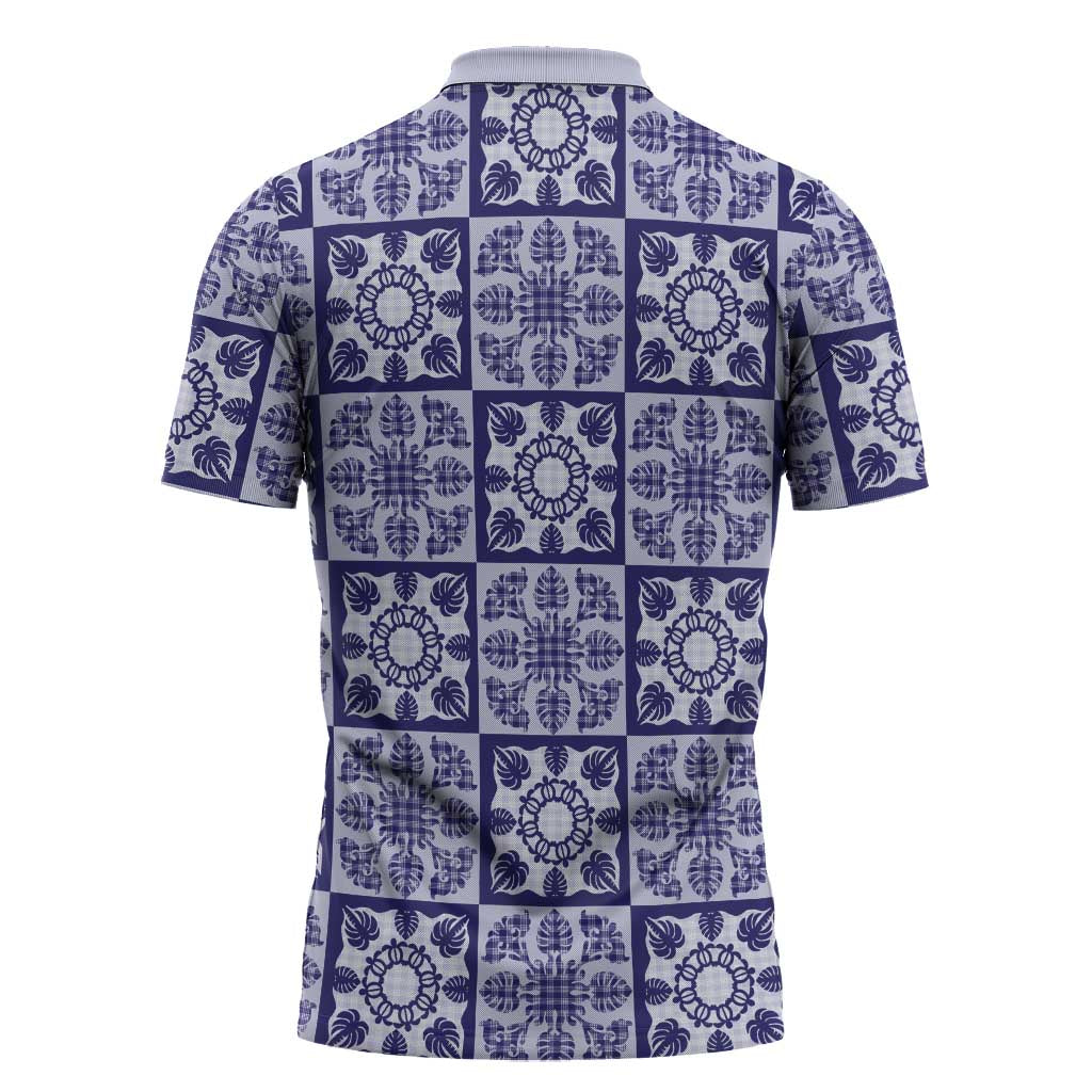 Polu Palaka Quilt Hawaii Zipper Polo Shirt Hawaiian Tropical Monstera Sea Turtle