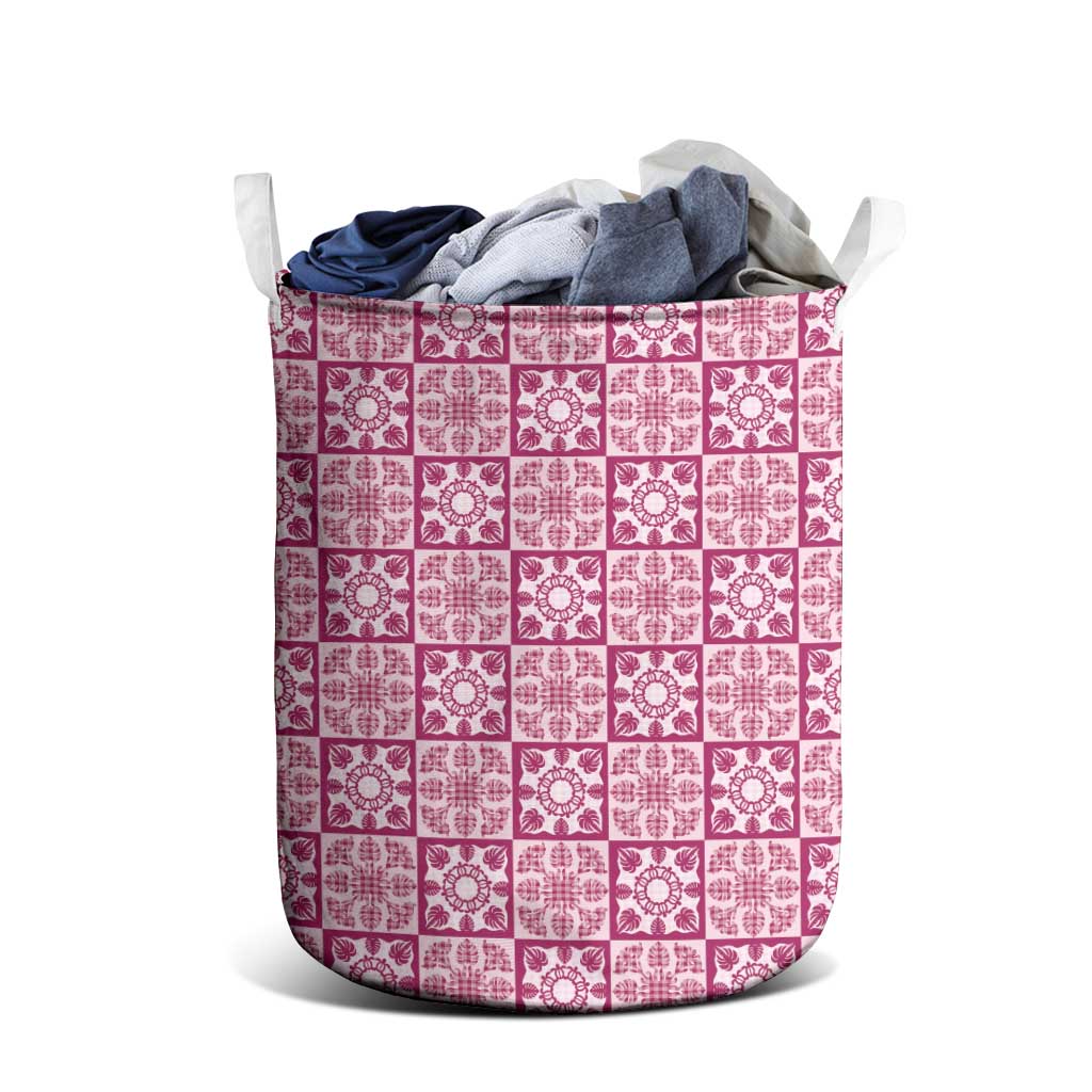 Akala Palaka Quilt Hawaii Laundry Basket Hawaiian Tropical Monstera Sea Turtle