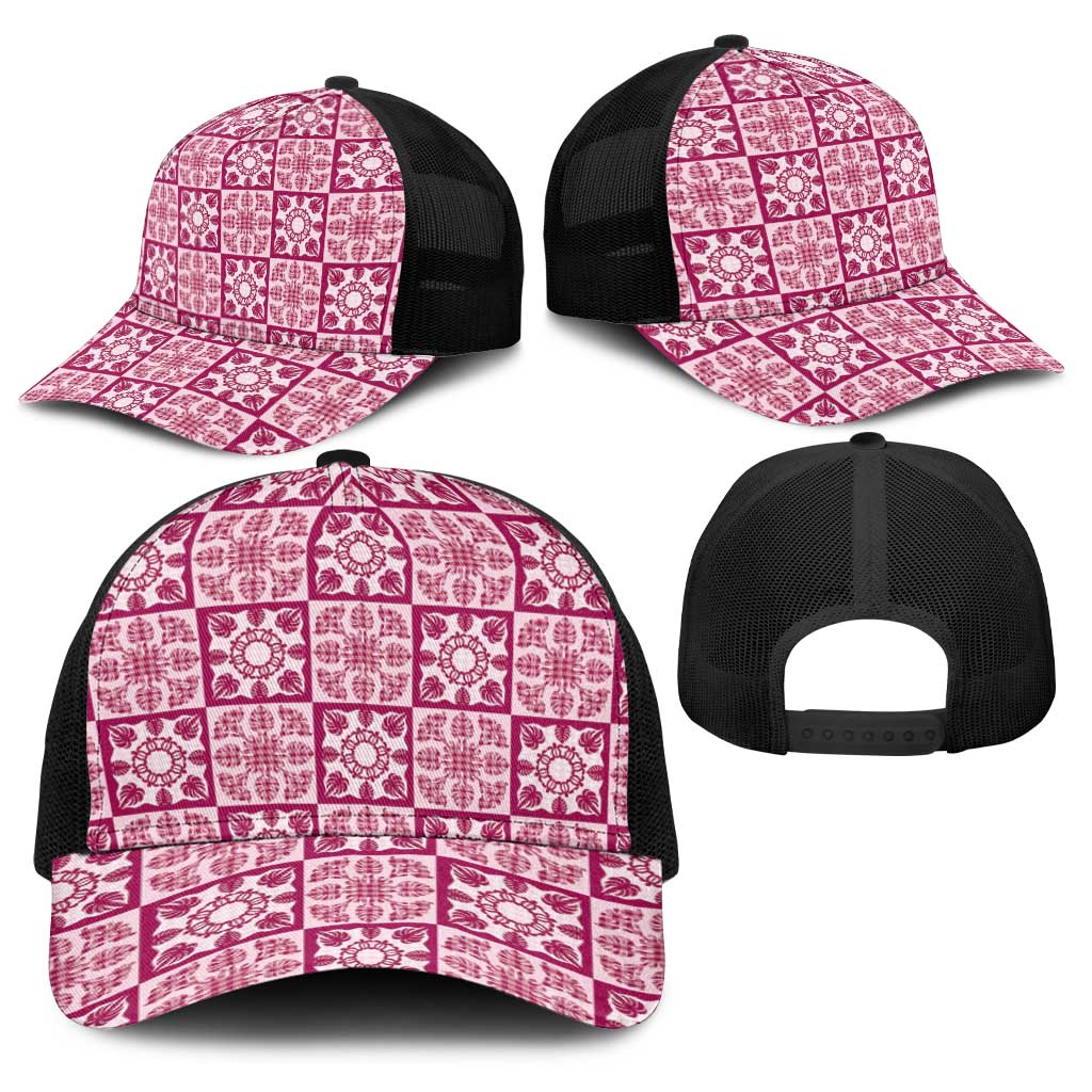 Akala Palaka Quilt Hawaii Baseball Net Cap Hawaiian Tropical Monstera Sea Turtle