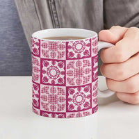 Akala Palaka Quilt Hawaii Ceramic Mug Hawaiian Tropical Monstera Sea Turtle