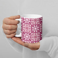 Akala Palaka Quilt Hawaii Ceramic Mug Hawaiian Tropical Monstera Sea Turtle