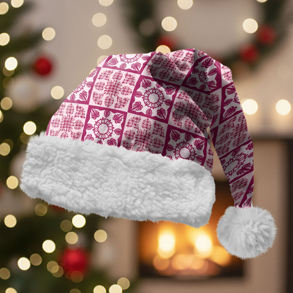 Akala Palaka Quilt Hawaii Christmas Santa Hat Hawaiian Tropical Monstera Sea Turtle