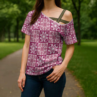Akala Palaka Quilt Hawaii Cross Shoulder Shirt Hawaiian Tropical Monstera Sea Turtle