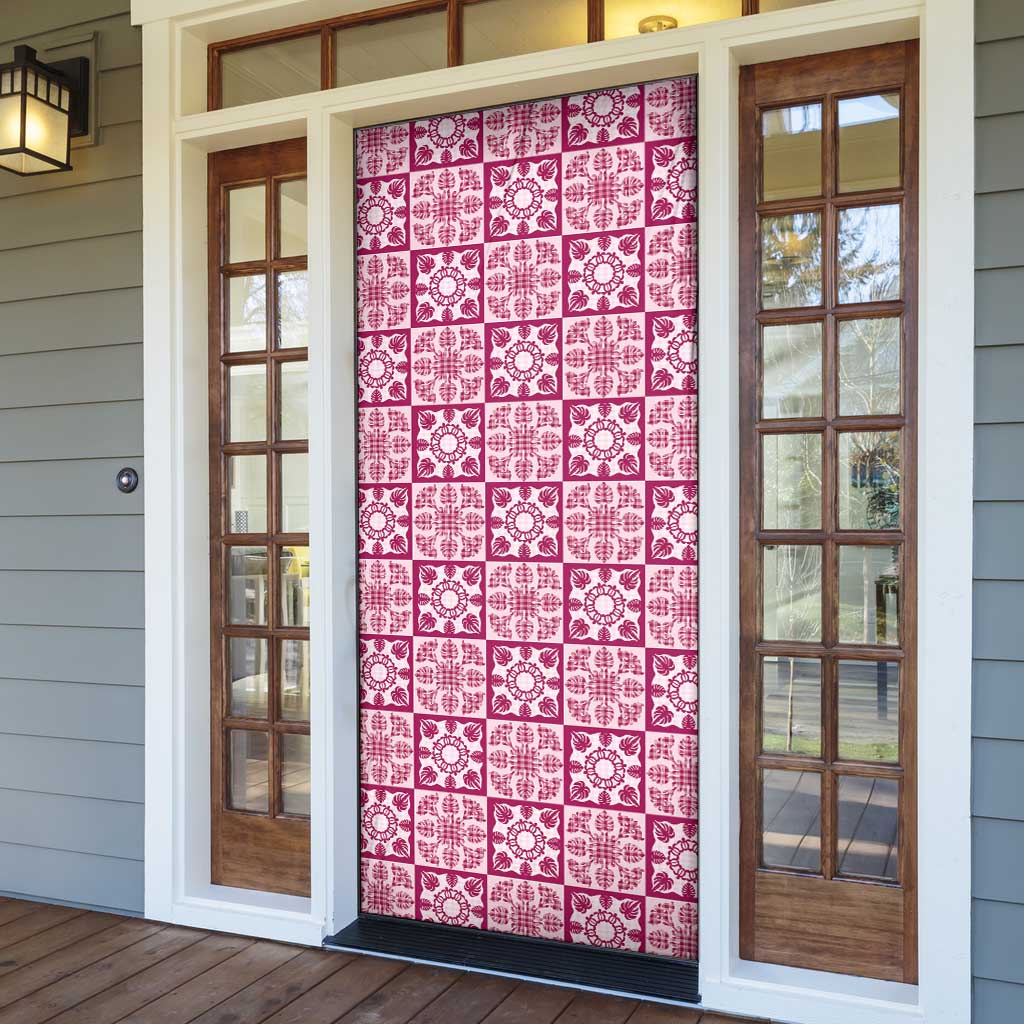 Akala Palaka Quilt Hawaii Door Cover Hawaiian Tropical Monstera Sea Turtle