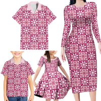 Akala Palaka Quilt Hawaii Family Matching Long Sleeve Bodycon Dress and Hawaiian Shirt Hawaiian Tropical Monstera Sea Turtle LT14 - Polynesian Pride