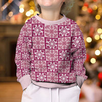 Akala Palaka Quilt Hawaii Kid Ugly Christmas Sweater Hawaiian Tropical Monstera Sea Turtle