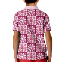 Akala Palaka Quilt Hawaii Kid Polo Shirt Hawaiian Tropical Monstera Sea Turtle