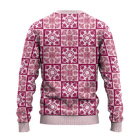 Akala Palaka Quilt Hawaii Ugly Christmas Sweater Hawaiian Tropical Monstera Sea Turtle