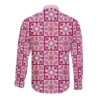 Akala Palaka Quilt Hawaii Long Sleeve Button Shirt Hawaiian Tropical Monstera Sea Turtle