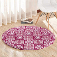 Akala Palaka Quilt Hawaii Round Carpet Hawaiian Tropical Monstera Sea Turtle