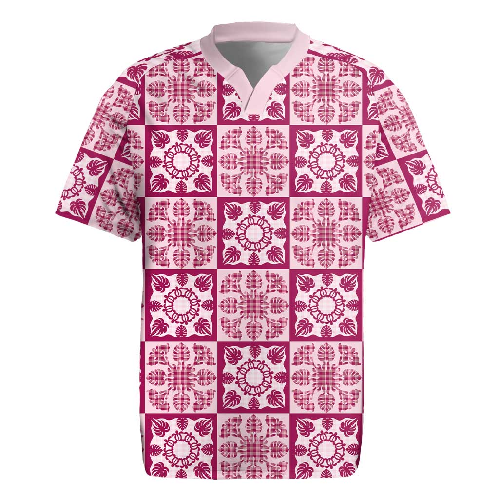 Akala Palaka Quilt Hawaii Rugby Jersey Hawaiian Tropical Monstera Sea Turtle