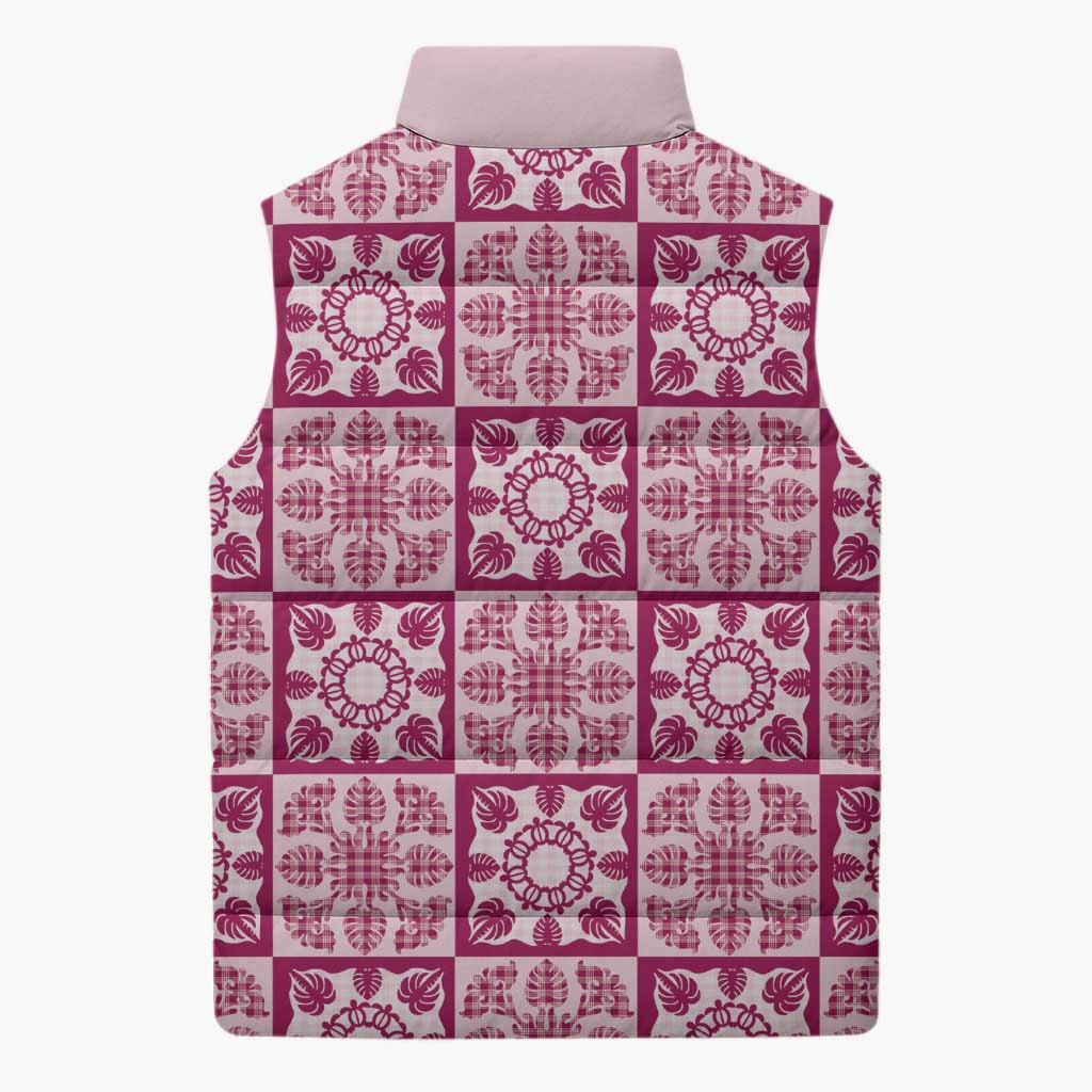 Akala Palaka Quilt Hawaii Sleeveless Puffer Jacket Hawaiian Tropical Monstera Sea Turtle