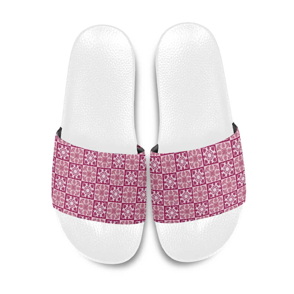 Akala Palaka Quilt Hawaii Slide Sandals Hawaiian Tropical Monstera Sea Turtle