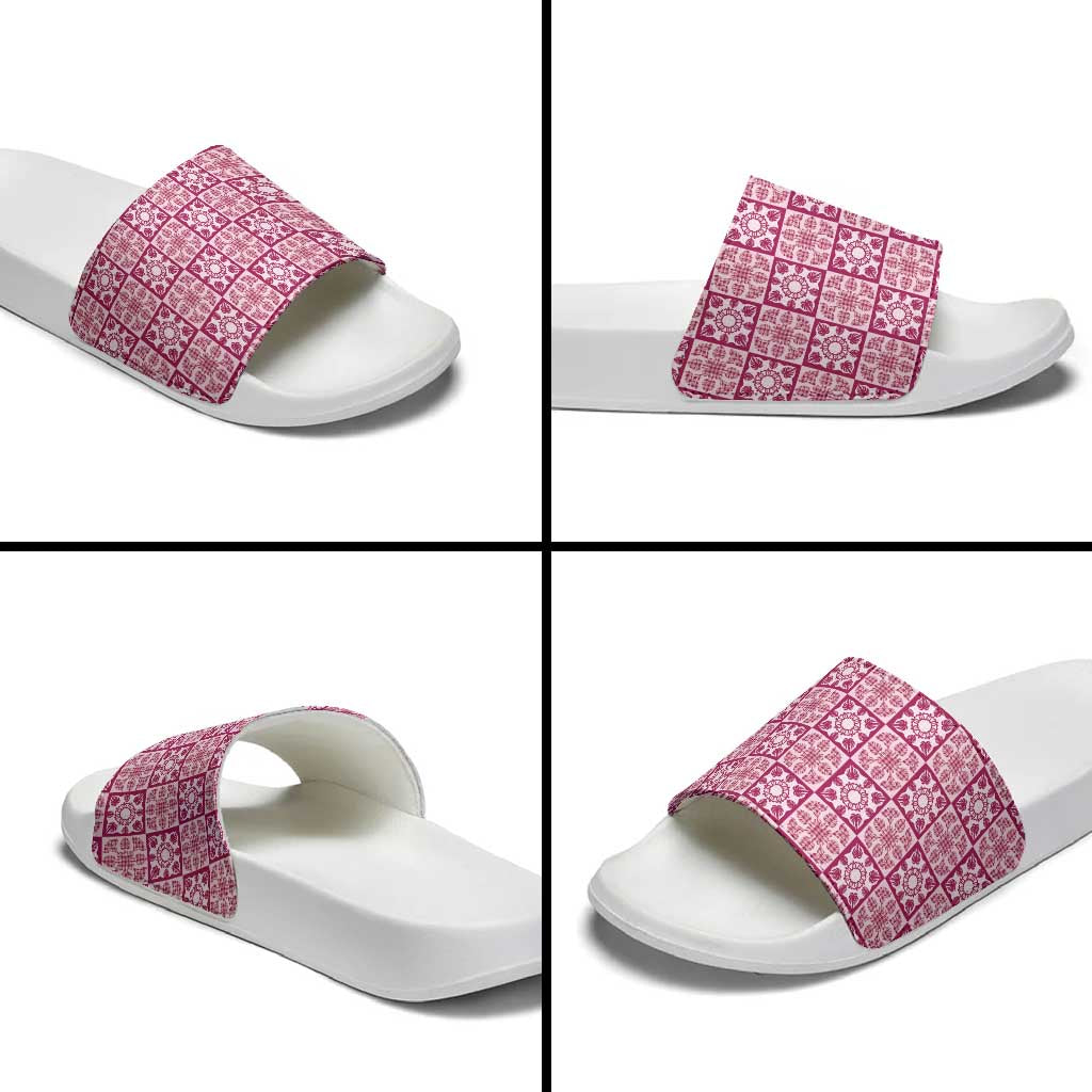 Akala Palaka Quilt Hawaii Slide Sandals Hawaiian Tropical Monstera Sea Turtle