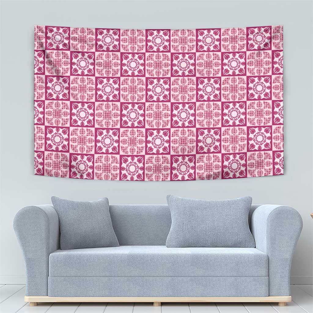 Akala Palaka Quilt Hawaii Tapestry Hawaiian Tropical Monstera Sea Turtle