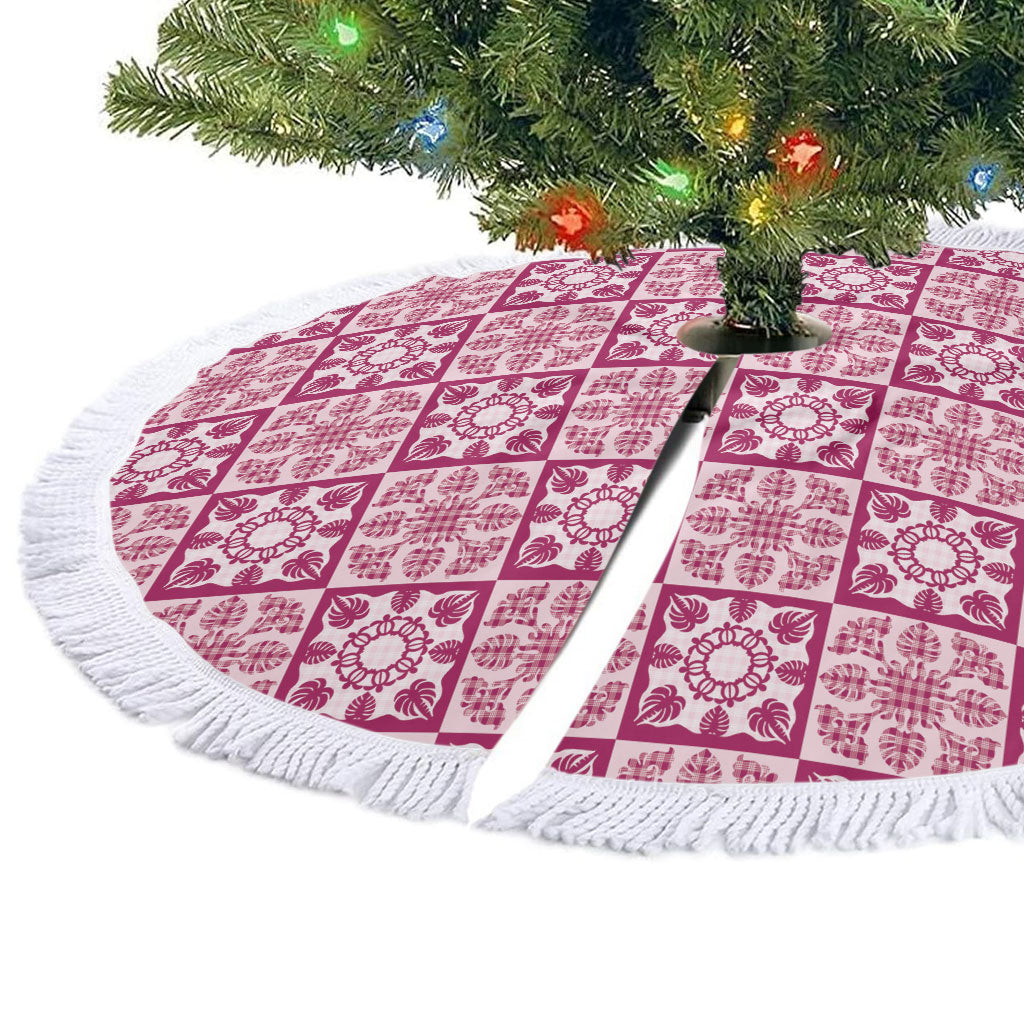 Akala Palaka Quilt Hawaii Tree Skirt Hawaiian Tropical Monstera Sea Turtle