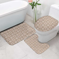 Beige Palaka Quilt Hawaii Bathroom Set Hawaiian Tropical Monstera Sea Turtle