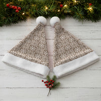 Beige Palaka Quilt Hawaii Christmas Santa Hat Hawaiian Tropical Monstera Sea Turtle
