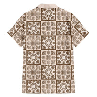 Beige Palaka Quilt Hawaii Family Matching Off Shoulder Maxi Dress and Hawaiian Shirt Hawaiian Tropical Monstera Sea Turtle LT14 - Polynesian Pride