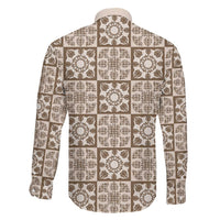 Beige Palaka Quilt Hawaii Family Matching Puletasi and Hawaiian Shirt Hawaiian Tropical Monstera Sea Turtle LT14 - Polynesian Pride