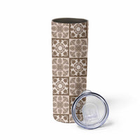 Beige Palaka Quilt Hawaii Skinny Tumbler Hawaiian Tropical Monstera Sea Turtle