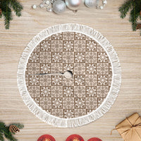 Beige Palaka Quilt Hawaii Tree Skirt Hawaiian Tropical Monstera Sea Turtle
