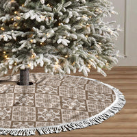 Beige Palaka Quilt Hawaii Tree Skirt Hawaiian Tropical Monstera Sea Turtle