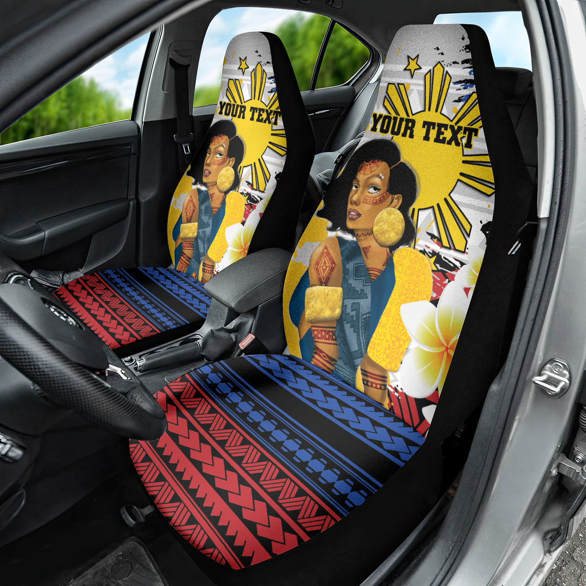 Personalised Philippines Women's Day Car Seat Cover Filipino Golden Sun With Polynesian Pattern LT14 - Polynesian Pride