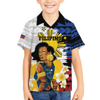 Personalised Philippines Women's Day Family Matching Off Shoulder Maxi Dress and Hawaiian Shirt Filipino Golden Sun With Polynesian Pattern LT14 Son's Shirt Red - Polynesian Pride